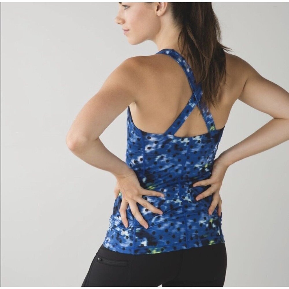 LULULEMON Top Womens 4 Kanto Catch Me Blue Crossback Built in Bra